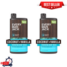 2pk Every Man Jack Men's Hydrating Body Wash Soap, Coconut  Vanilla, 16.9 fl oz