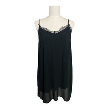 Lulus black lace-trim slip dress Cocktail Babydoll Party Mini Lightweight Medium