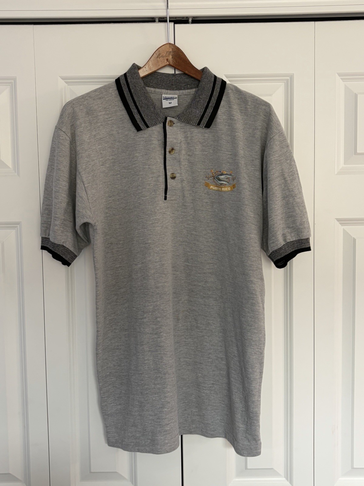 VTG Puerto Rico Polo Shirt Gray Mens size Medium