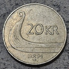 NORWAY 🇳🇴 TWENTY (20) KRONER COIN 1994 (KING HARALD V)