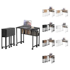 HOMCOM Folding Desk w/ Open Shelf Storage Bag Foldable Computer Desk Refurbished