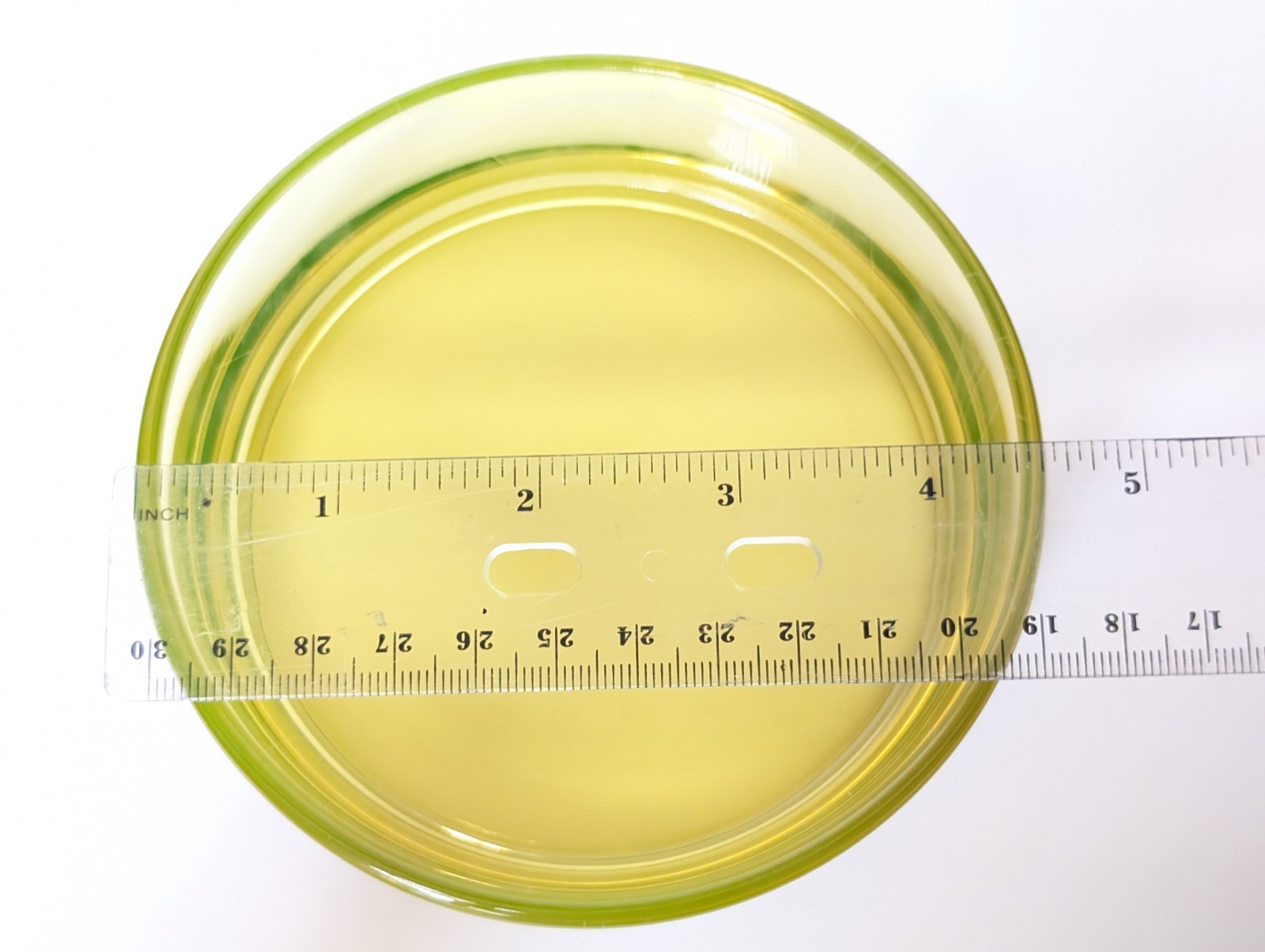 Antique Vaseline Art Glass Fostoria Etched Vanity Powder Jar Perfume Bottle Lid 