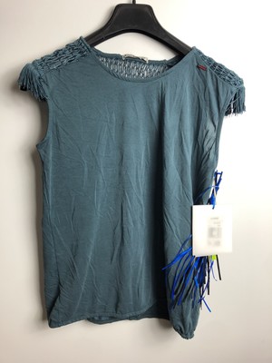KHUJO Damen Top Tanktop Bluse T-Shirts Armlos Modell: Lilinoe Grün XL