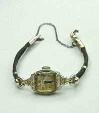 Reloj Pulsera Mujer Platino y Diamantes Art Deco Lady Elgin Original Temprano