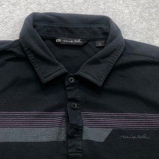 Travis Mathew Polo Men  s Large Black Stripe Performance Golf Pima Lightweight