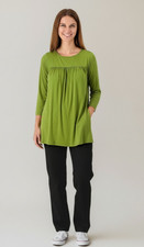 Attitudes by Renee Womens Tunic Size M Cactus Green 3/4 Sleeve Flounce Casual