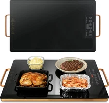 Electric Warming Tray 20" X 14", Glass-Top Full-Surface Food Warmer with Adjusta