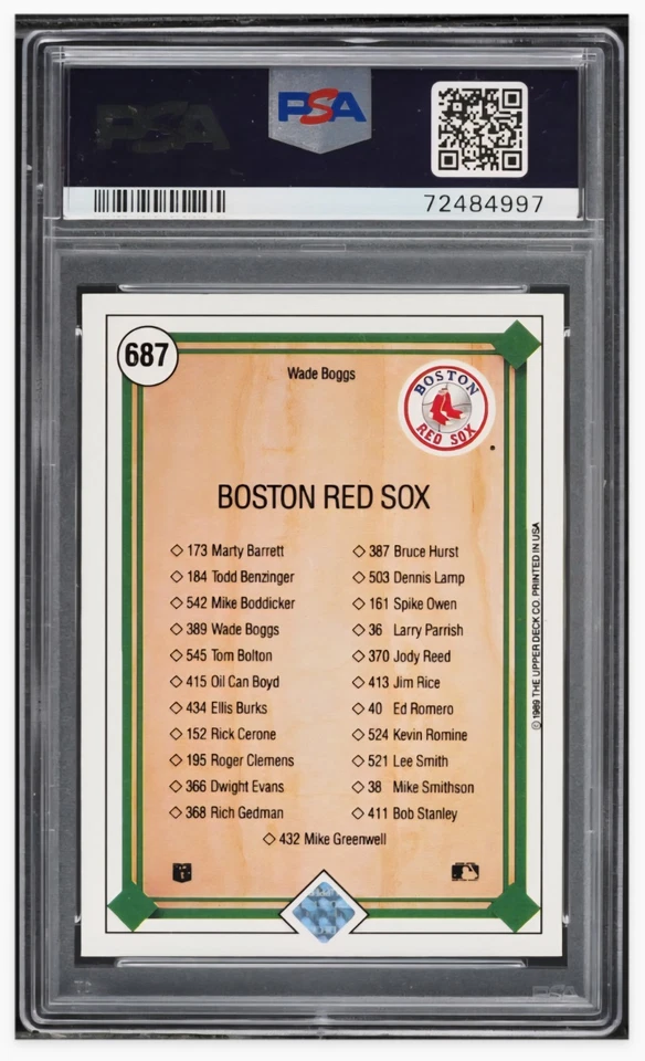 1989 ⚾ Upper Deck #687  Wade Boggs Red Sox Check List PSA-10 - Image 2 of 2