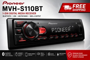 Pioneer MVH-S110BT 1-Din Récepteur de médias numériques voiture stéréo – Bluetooth, noir