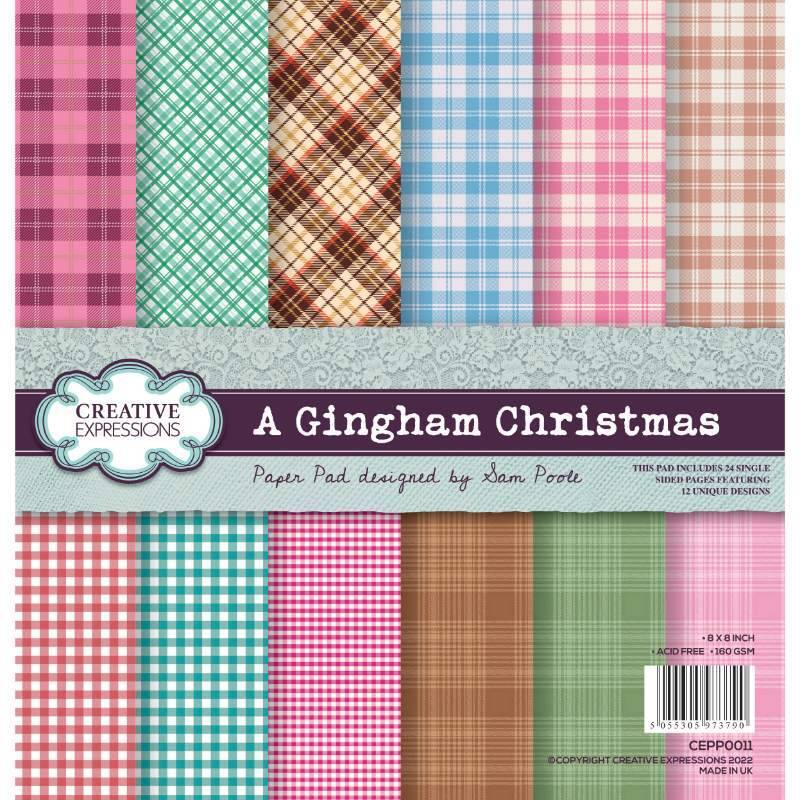 Creative Expressions A Gingham Christmas 8"" x 8"" Paper Pad Birthday Card Making