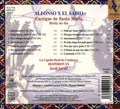 JORDI SAVALL/LA CAPELLA REIAL DE CATALUNYA/HESPÈRION XX ALFONSO X EL SABIO: CANT