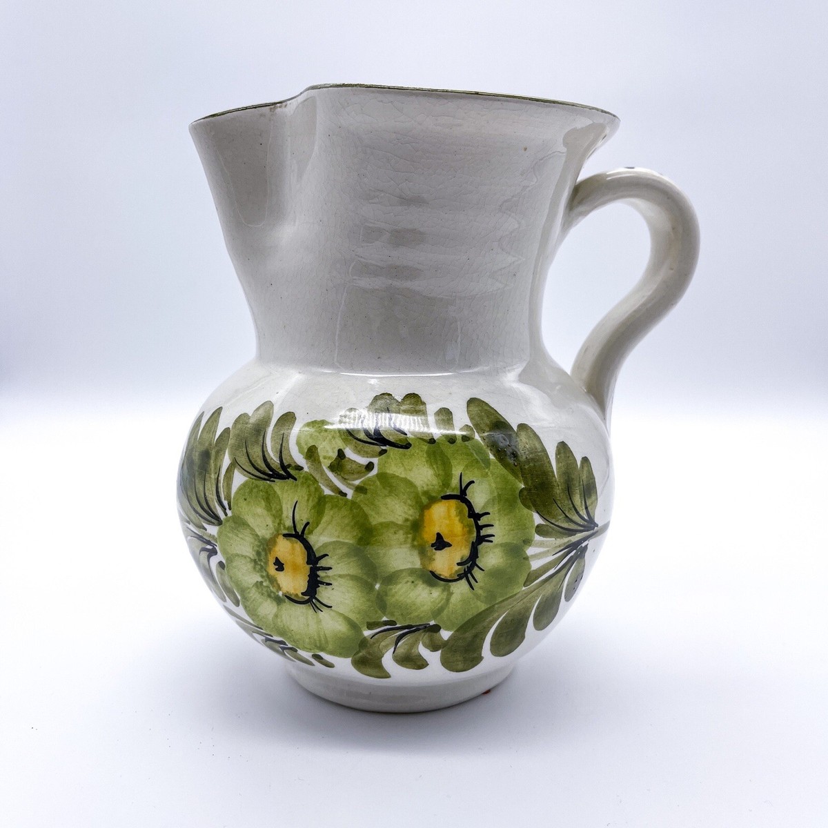 Vintage Jarra de Cerámica, Con Blumendekor Pintado a Mano Made IN