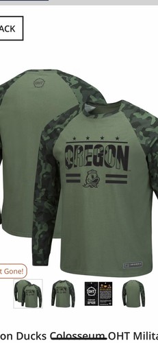 Oregon Ducks Colosseum OHT Military Appreciation Slim-Fit Raglan Long Sleeve L