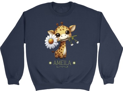 Personalised Giraffe Daisy Flower Sweatshirt Mens Womens Forest Floral Jumper