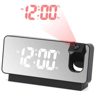 2025 LED Digital 180° Projector Rotatable Projection Snooze Dual Alarm Clock USB