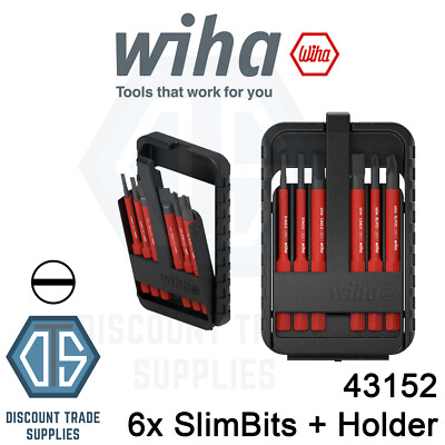 Wiha 43152 Schlitz 6-teiliges SlimBit Set im Koffer flexibel kompakt mobil 43163
