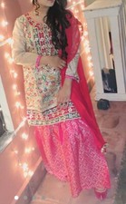 Ready To Wear 3 Piece Indian/Pakistani wear. Garahra Pants With Shirt And Dupata