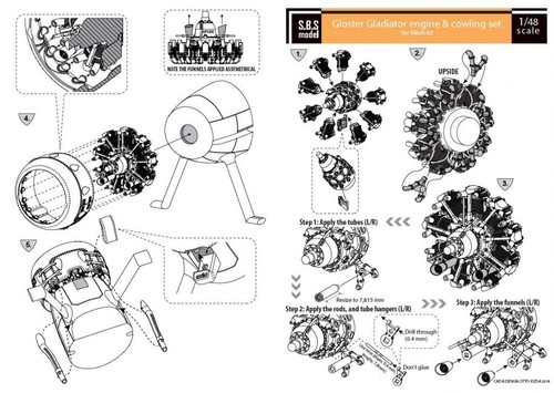 Motor y cubierta SBS 48057 1/48 Gloster Gladiator Mk.I/Mk.II para kit de mérito - Imagen 7 de 8