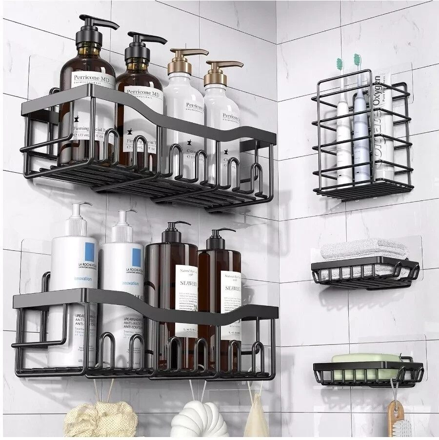 Shower Caddy 5 Pack,Adhesive Shower Organizer for Bathroom Storage&Home Decor&Ki