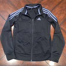 Adidas Women's Primegreen Essentials Black 3-Stripes Track Jacket Size Small