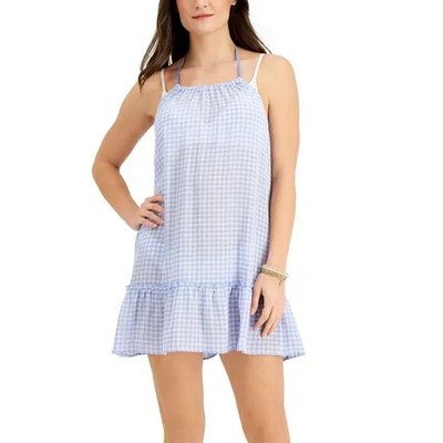 MSRP $34 Miken Juniors High-Neck Tiered Covep-Up Blue & White Size Small