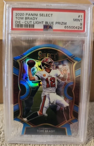 2020 PANINI SELECT TOM BRADY DIE CUT LIGHT BLUE PRIZM PSA 9 MINT