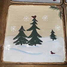 St. Nicholas Square Appetizer Snack Plates Set of 4 Heartland Ceramic Holiday