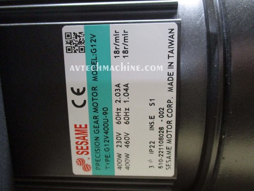 Sesame Motor Chip Auger G12V400U-90 3 Phase 230V/460V Ratio 1:90 - Picture 3 of 3
