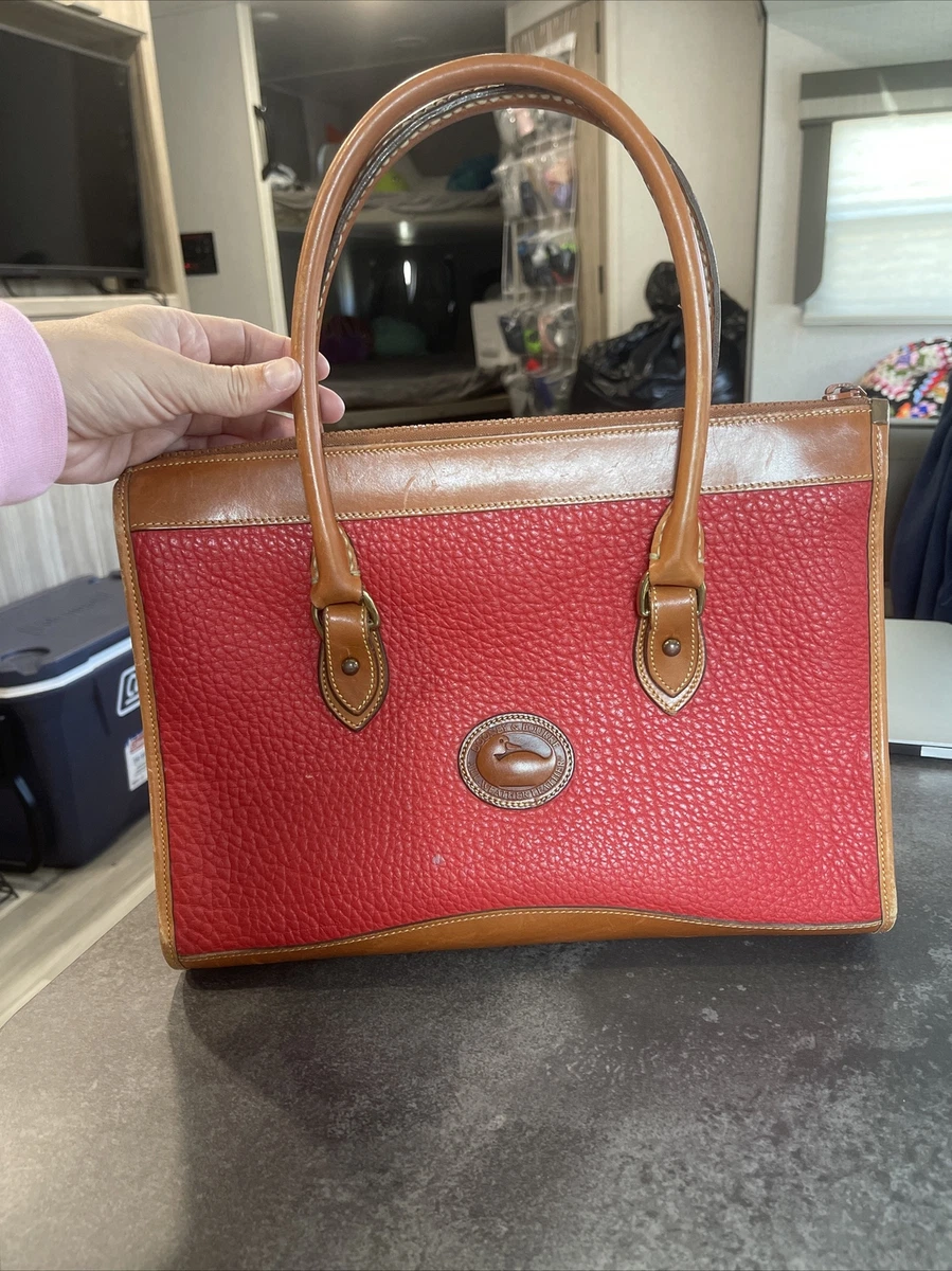 Dooney Bourke Red Vintage Satchel Handbag “All Weather Leather”Made In USA