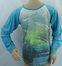 OCEAN CURRENT blue/green long sleeve pajama top, size youth M