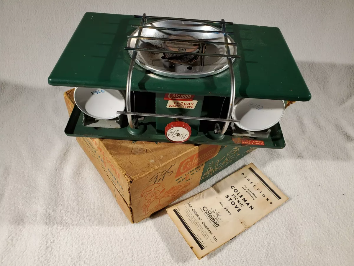 Vintage 1950s Coleman Picnic Stove Model 5402 Coleman Green w/ Box NICE