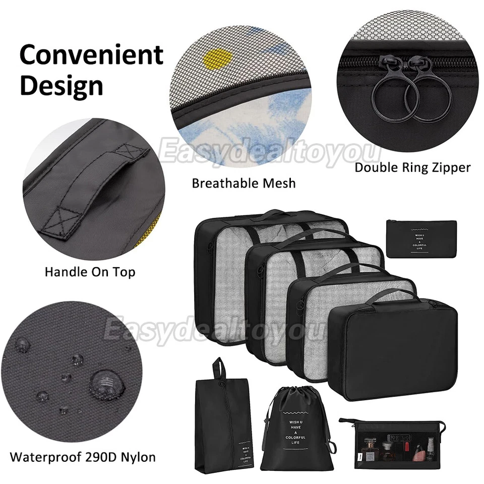 8Packing Cubes Travel Pouches Luggage Organiser Clothes Suitcase Storage Bag - image 3 of 4