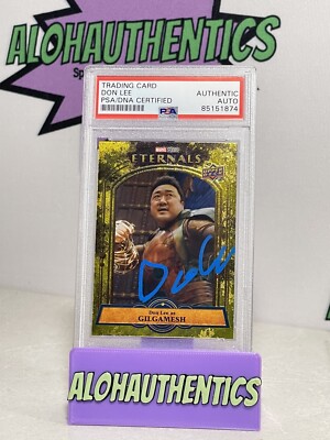 DON LEE SIGNED GILGAMESH MARVEL ETERNALS GOLD PARALLEL CARD /99 PSA MA DONG SEOK