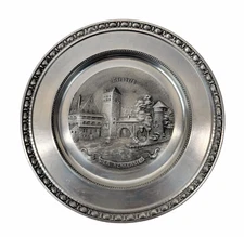 Vintage German Zinn Pewter Giesser Innung Plate 3D Nurenberg Henkersteg 4.75"