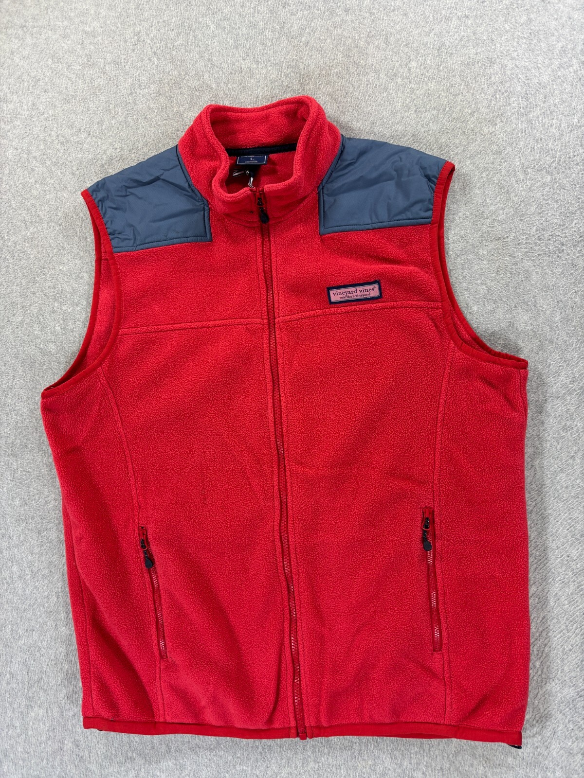 Vineyard Vines Men's Large Red Fleece Stitched Logo Jacket Vest