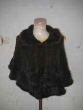 BRAND NEW MAHOGANY MINK KNITTED FUR CAPE WOMEN
