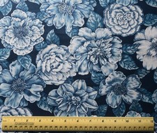By the 1/4 yard 100 cotton Waverly Bridget Floral Shades of Blue Flowers Blooms