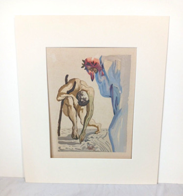 Salvador Dali Signed Divine Comedy Color Woodblock The Law of Climbing