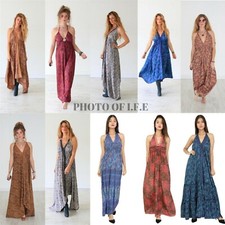 Indian 10 PC Vintage Recycle Sari Silk maxi Beach Boho Gypsy Dress