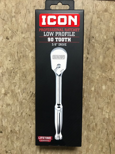 ICON 3/8" Drive 90-Tooth Low Profile Chrome Professional Ratchet Wrench