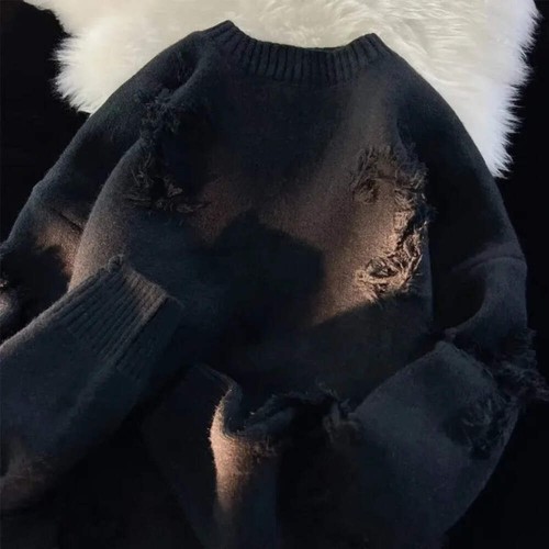 2023 Retro Y2K Fringed Sweater - Men's Loose Streetwear Knit Pullover | Trendy H - Picture 16 of 25