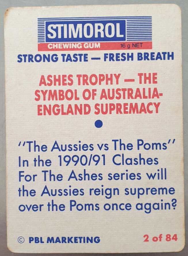 1990/91 Stimorol Australian Cricket The Ashes Card #2 - image 2 of 2