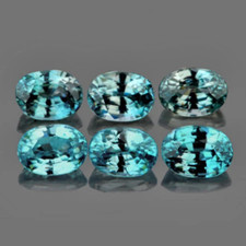 4x3 mm 6 pieces Oval AAA Fire Natural Blue Zircon Flawless-VVS 