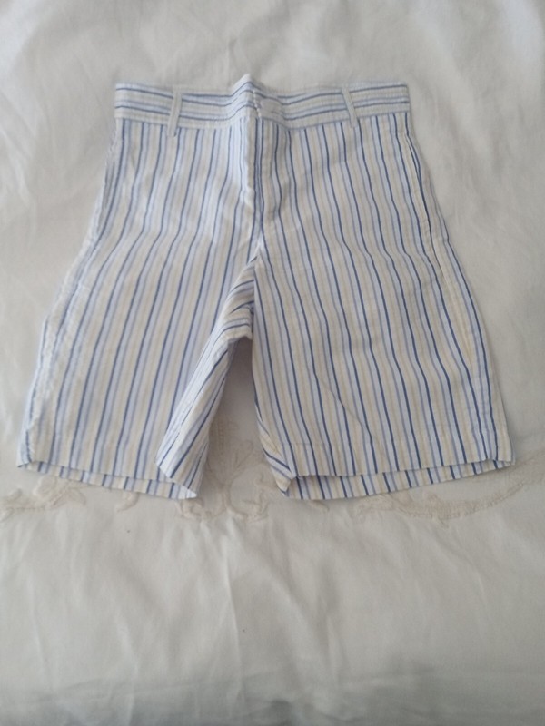 bella bliss yellow and blue striped seer sucker short fits best as a 10/12