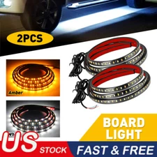 2pcs Running Board Side Step LED Light Amber White Turn Signal DRL Strip Bar