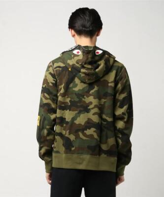 A BATHING APE WOODLAND CAMO SHARK FULL ZIP HOODIE green 18ss bape