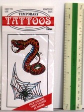 NEW Kalan TEMPORARY TATTOOS Biting SNAKE  SPIDER in WEB Made in ENGLAND