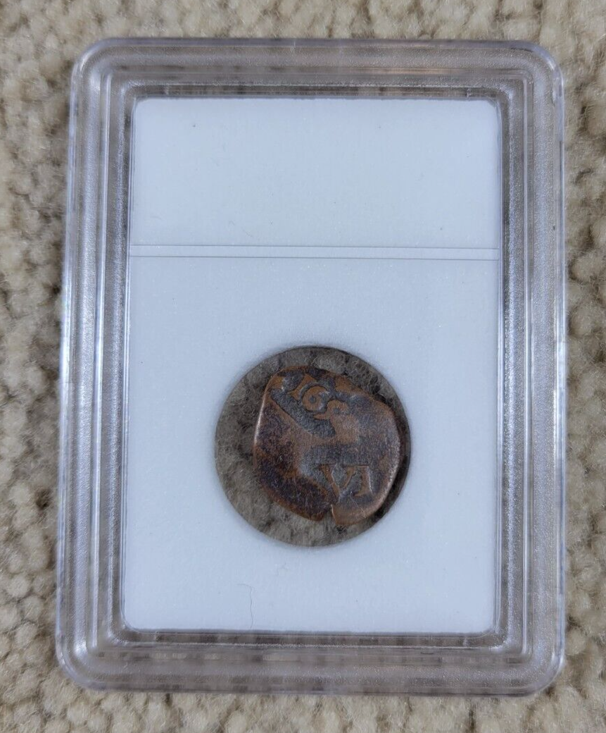 INB New World Pirate Era Spanish Bronze Nummis Coin 1608 INB New World Pirate Era Spanish Bronze Nummis Coin 1608
