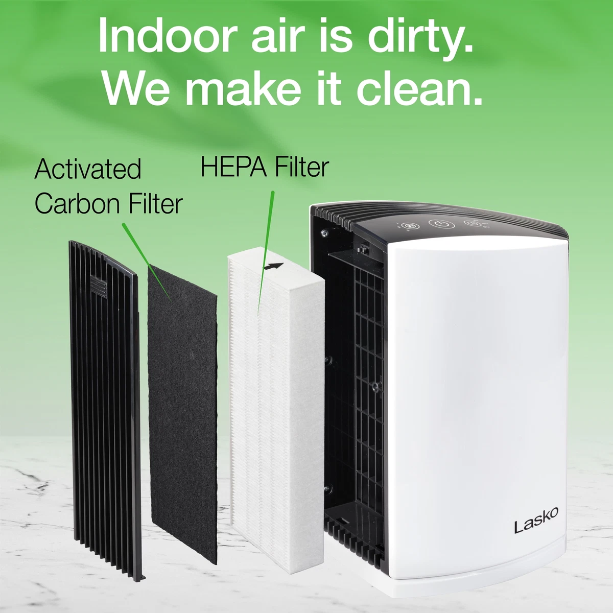 Lasko True HEPA Filter Desktop Air Purifier with Timer LP200 White