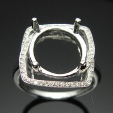 11mm Round Semi Mount Ring 925 Sterling Silver Prong Set Halo Engagement Ring